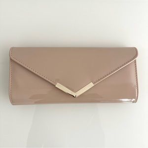 ALDO nude / beige gold patent leather evening clutch bag